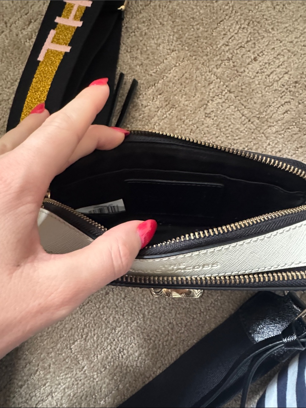 Marc Jacobs Black Camera Crossbody with Black and Pink Logo Strap - Picture 4 of 6